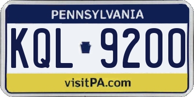 PA license plate KQL9200