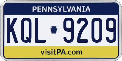 PA license plate KQL9209