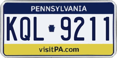 PA license plate KQL9211