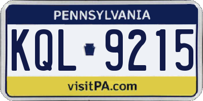 PA license plate KQL9215