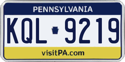 PA license plate KQL9219