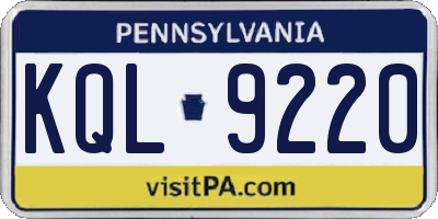 PA license plate KQL9220