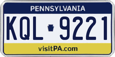 PA license plate KQL9221