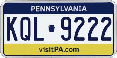 PA license plate KQL9222