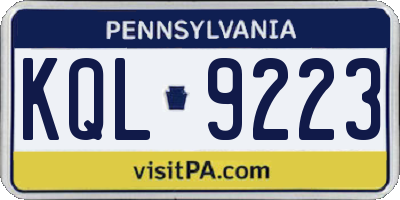 PA license plate KQL9223
