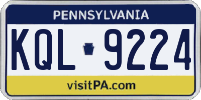 PA license plate KQL9224