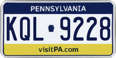 PA license plate KQL9228