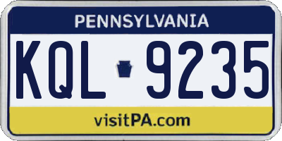 PA license plate KQL9235