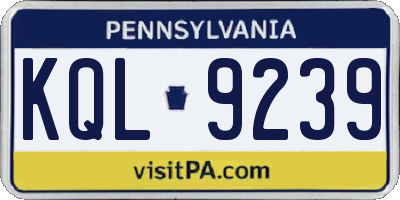 PA license plate KQL9239