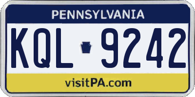 PA license plate KQL9242
