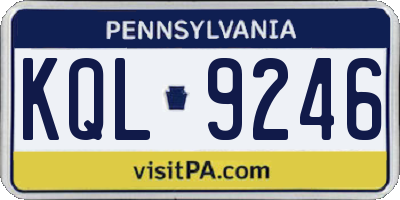 PA license plate KQL9246