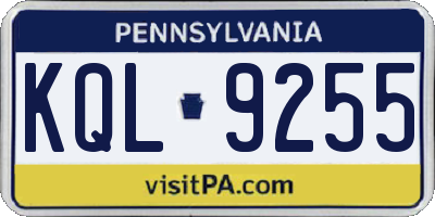 PA license plate KQL9255