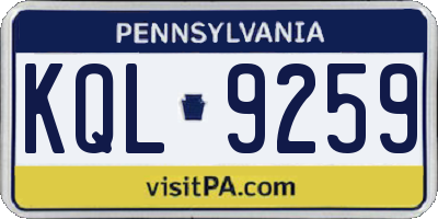 PA license plate KQL9259