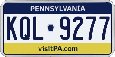 PA license plate KQL9277