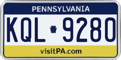 PA license plate KQL9280