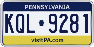 PA license plate KQL9281