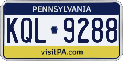 PA license plate KQL9288