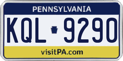 PA license plate KQL9290