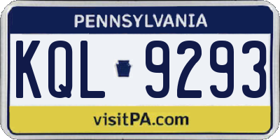 PA license plate KQL9293