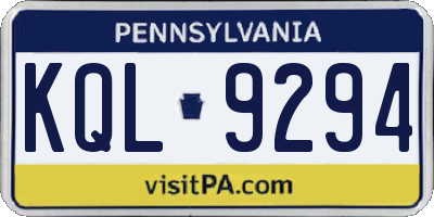 PA license plate KQL9294