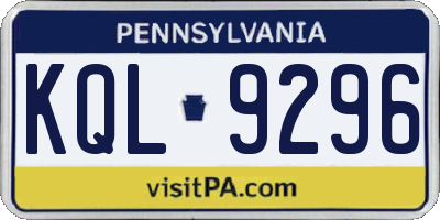 PA license plate KQL9296