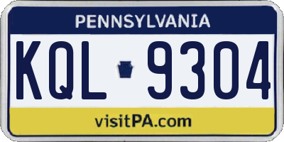 PA license plate KQL9304