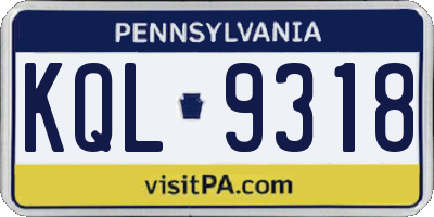PA license plate KQL9318