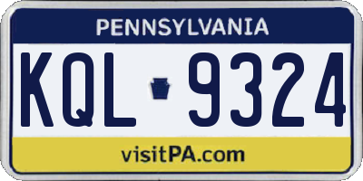 PA license plate KQL9324