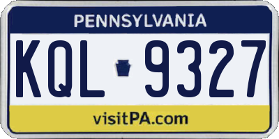 PA license plate KQL9327
