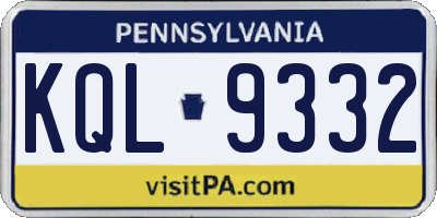 PA license plate KQL9332