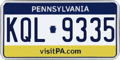 PA license plate KQL9335