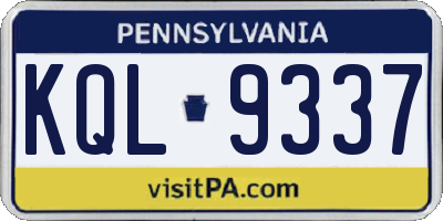 PA license plate KQL9337