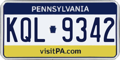 PA license plate KQL9342