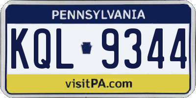 PA license plate KQL9344