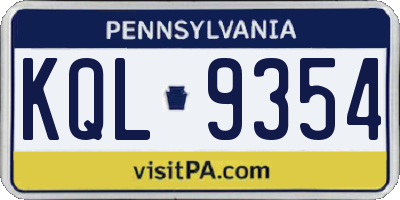 PA license plate KQL9354