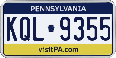 PA license plate KQL9355