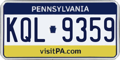 PA license plate KQL9359