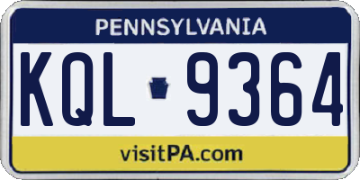 PA license plate KQL9364
