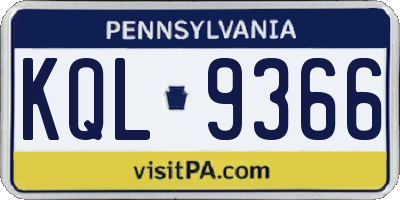 PA license plate KQL9366
