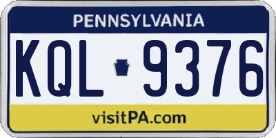 PA license plate KQL9376