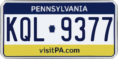 PA license plate KQL9377
