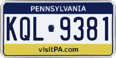 PA license plate KQL9381