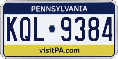 PA license plate KQL9384