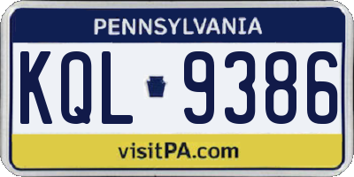 PA license plate KQL9386