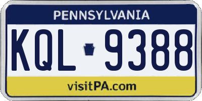 PA license plate KQL9388