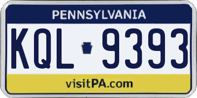 PA license plate KQL9393