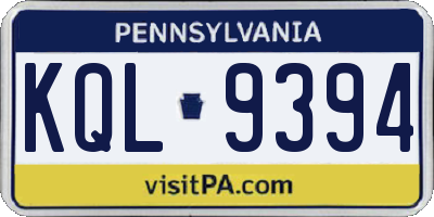 PA license plate KQL9394