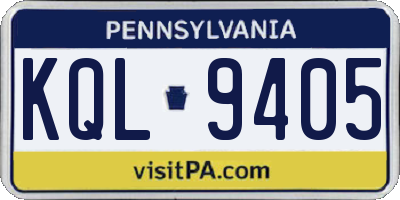 PA license plate KQL9405