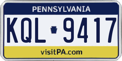 PA license plate KQL9417