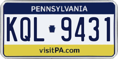 PA license plate KQL9431